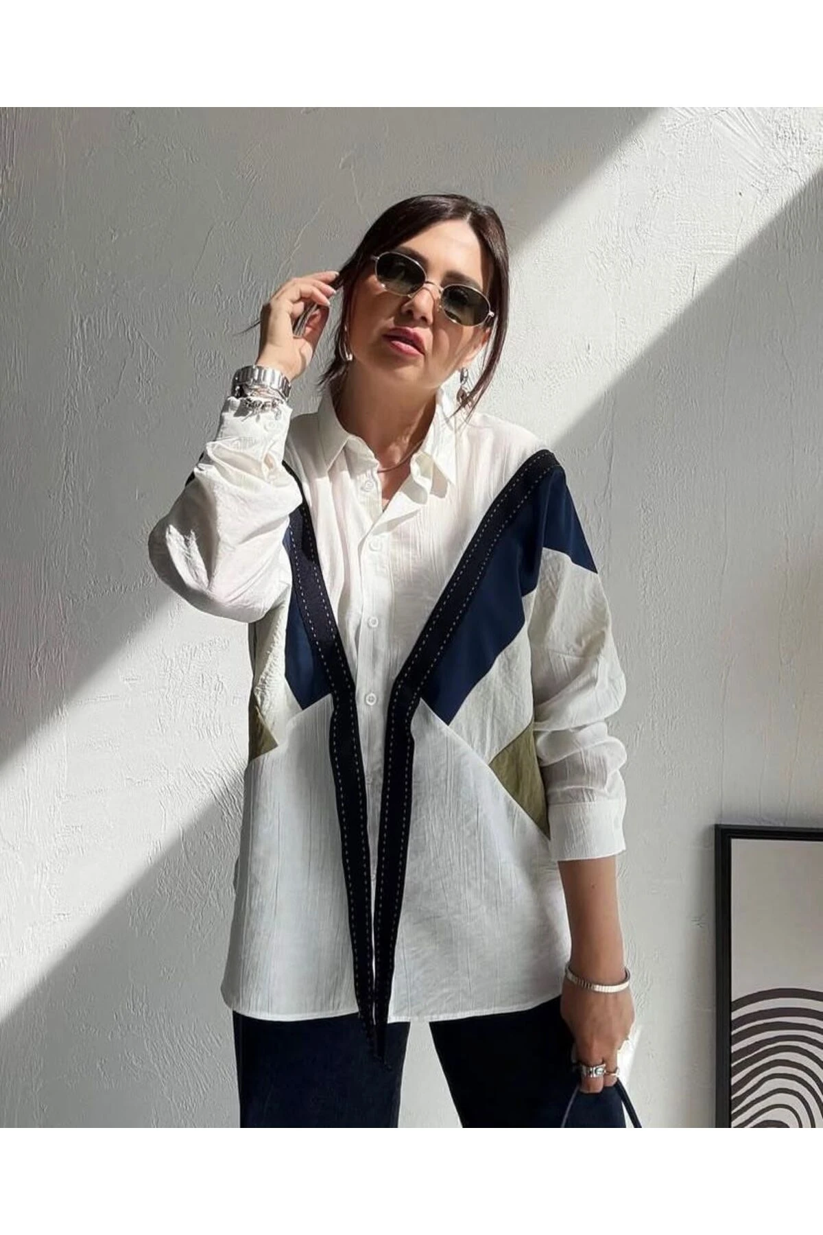 Tasarım Bloklu Gömlek