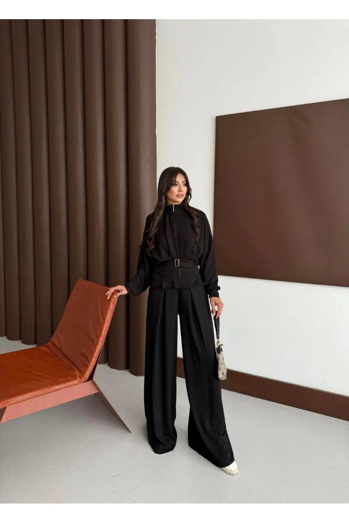 Siyah Pileli Ceket Pantolon Takım
