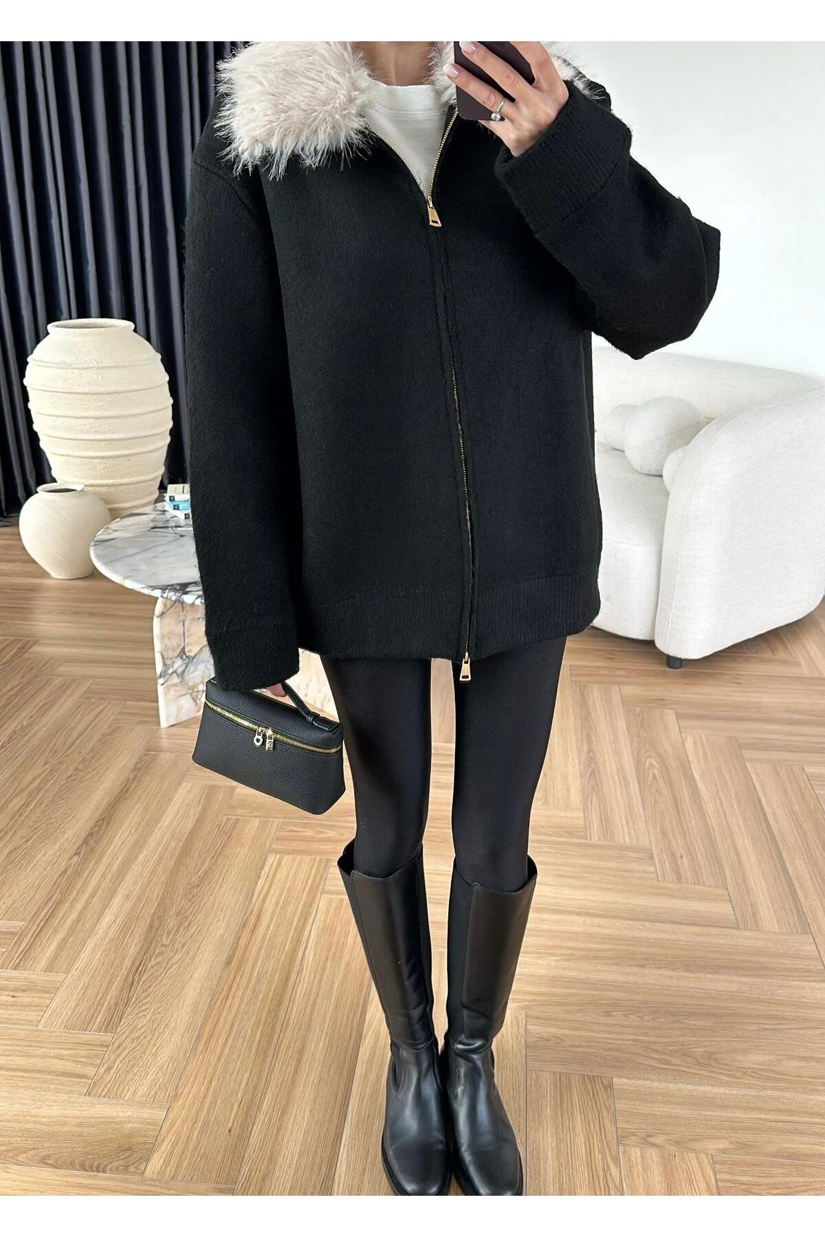 Çıkarılabilir Kürklü Hırka