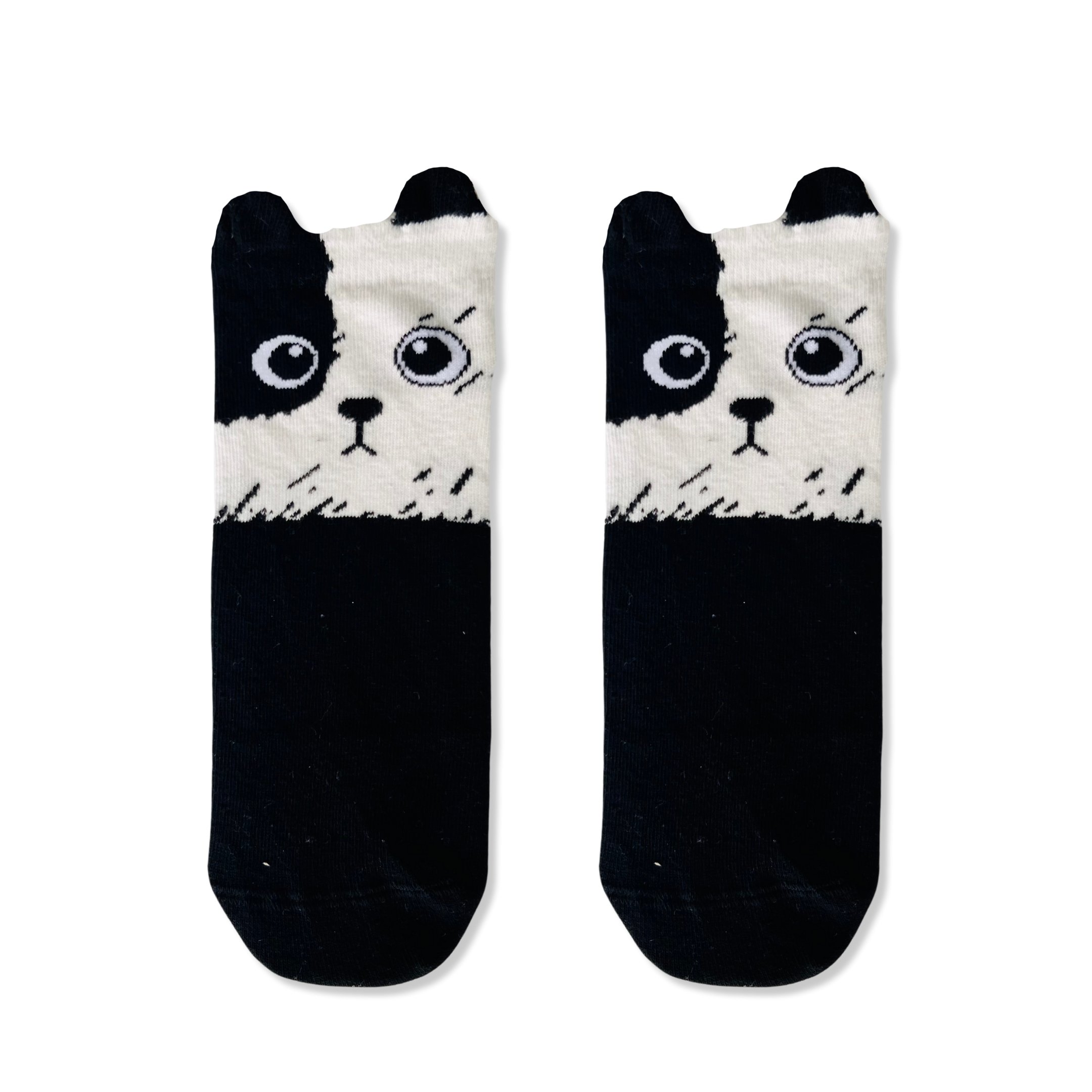 Panda Desenli Siyah Renkli Pamuk Patik Çorap