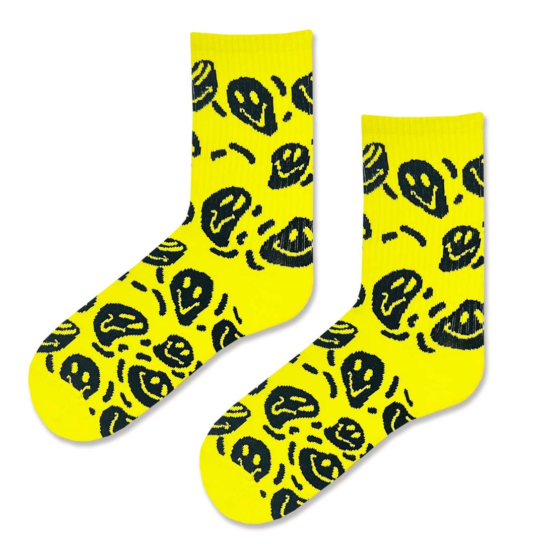 Emoji Desenli Sarı Renkli Soket Çorap