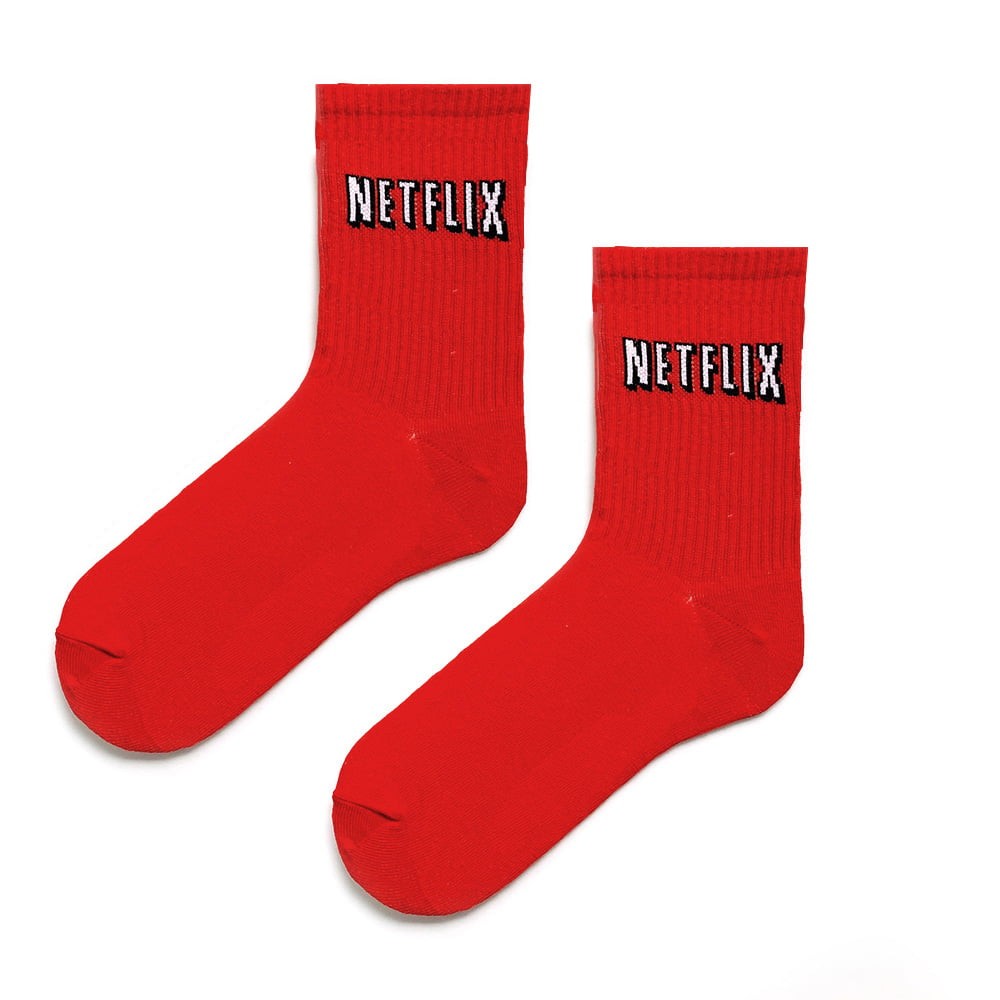 Netflix Yazılı Kırmızı Renkli Soket Çorap