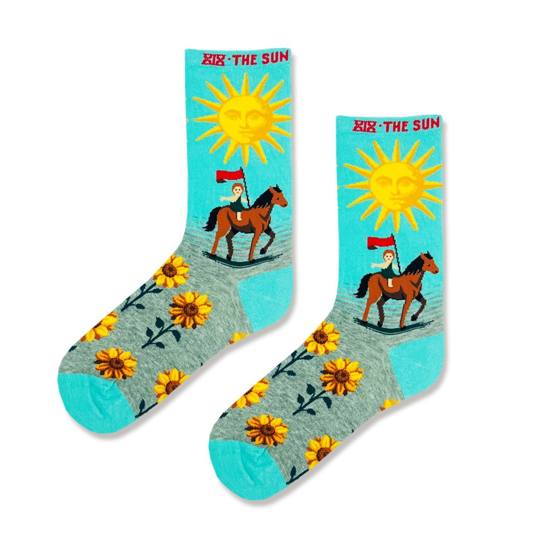The Sun Yazılı Renkli Desenli Sanatsal Çorap