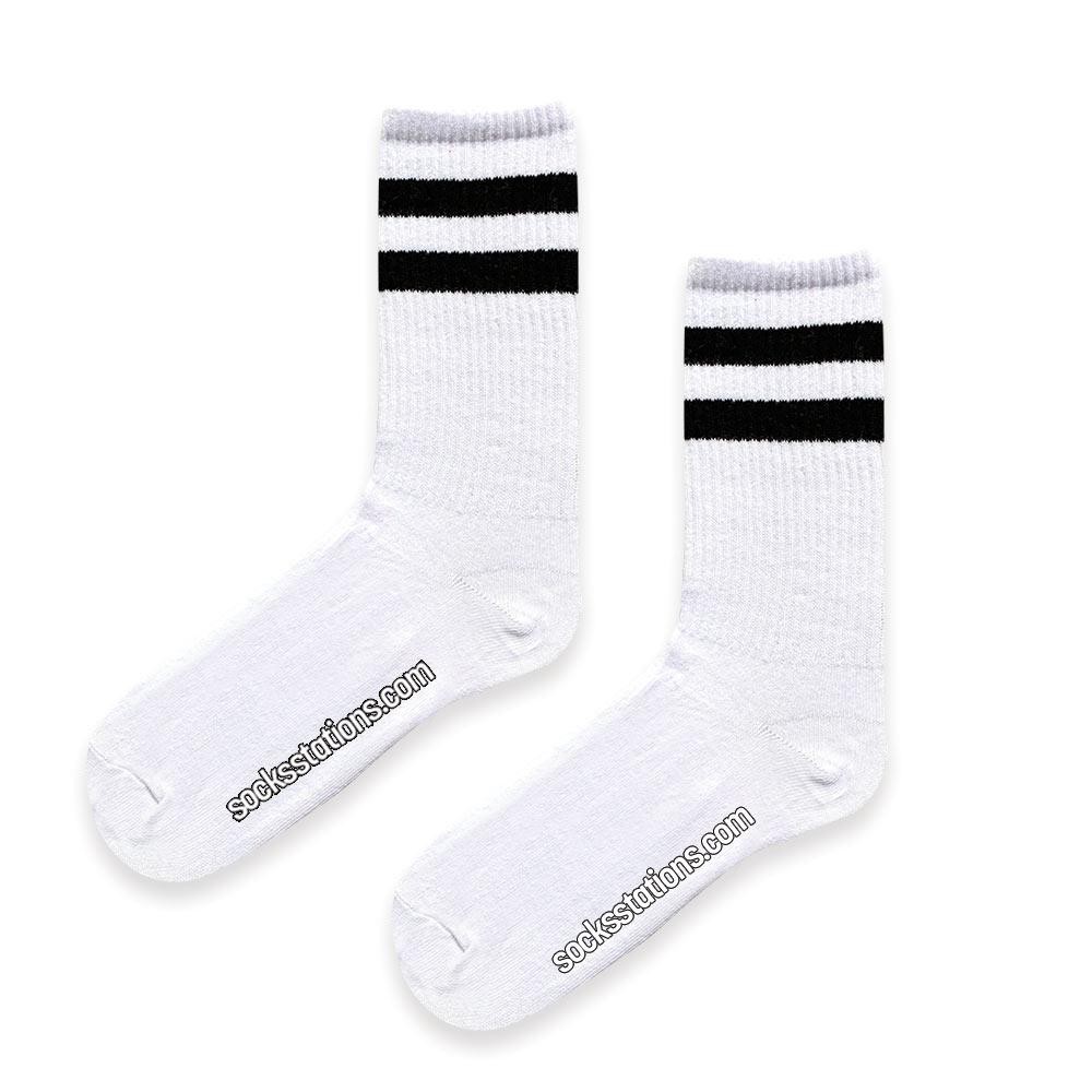 Siyah Çizgili Beyaz Renkli Spor Soket Desenli Çorap Neşeli Çoraplar