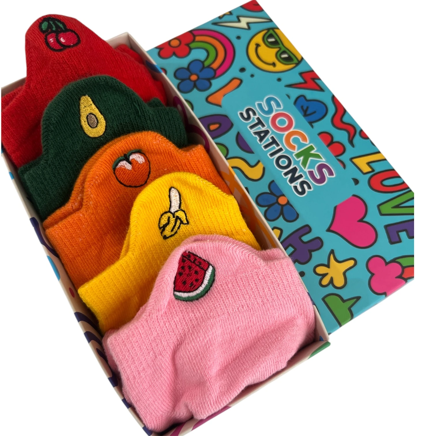 Renkli Meyveli Patik Çorap Kutusu Neşeli Çoraplar
