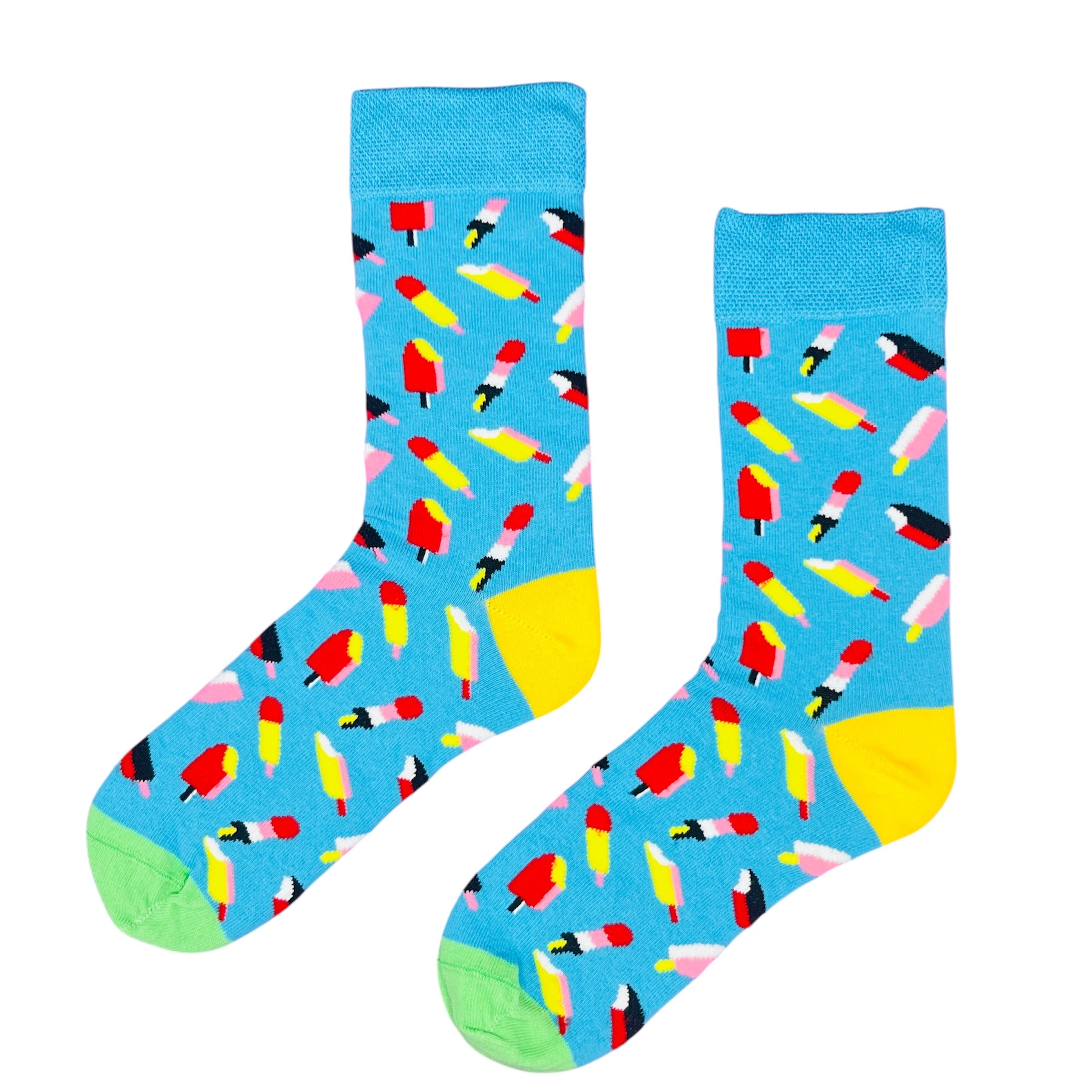 Dondurma Şekilli Desenli Mavi Renkli Çorap Neşeli Çoraplar Socks Stations