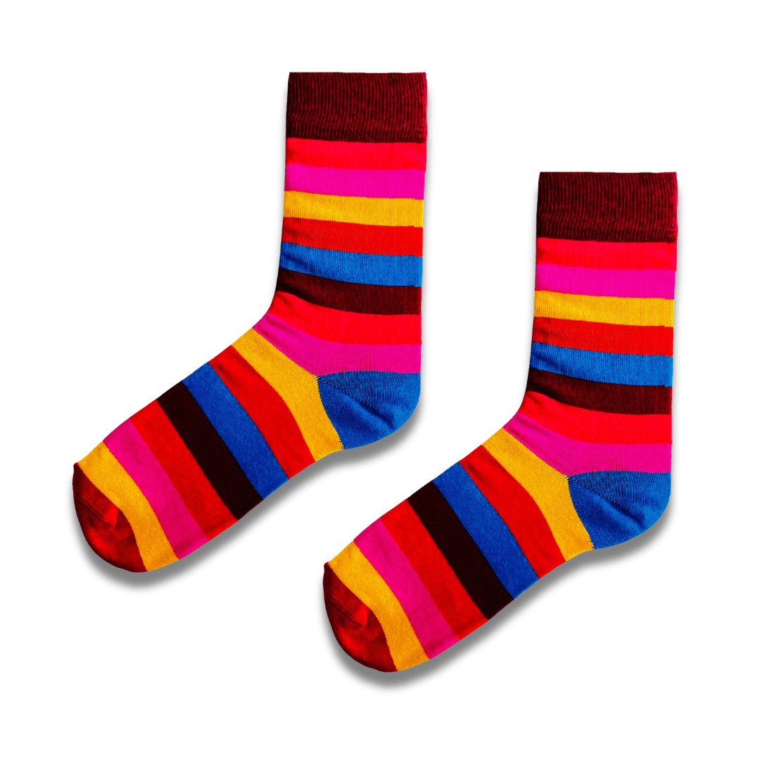 Rengarenk Desenli Çizgili Erkek Soket Çorap (42-47)