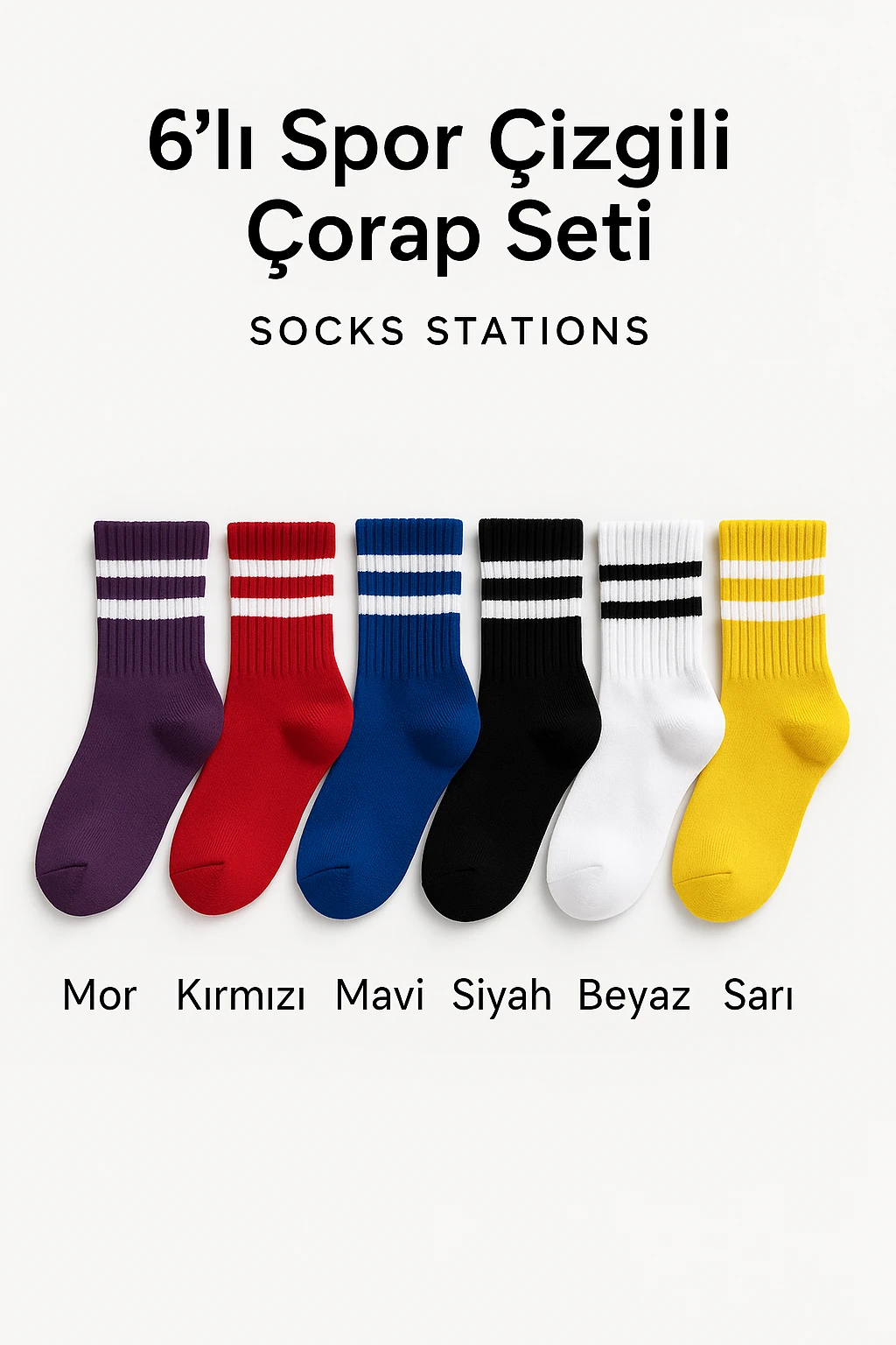 Çizgili Desenli Renkli Spor Çorap Kutusu Socks Station
