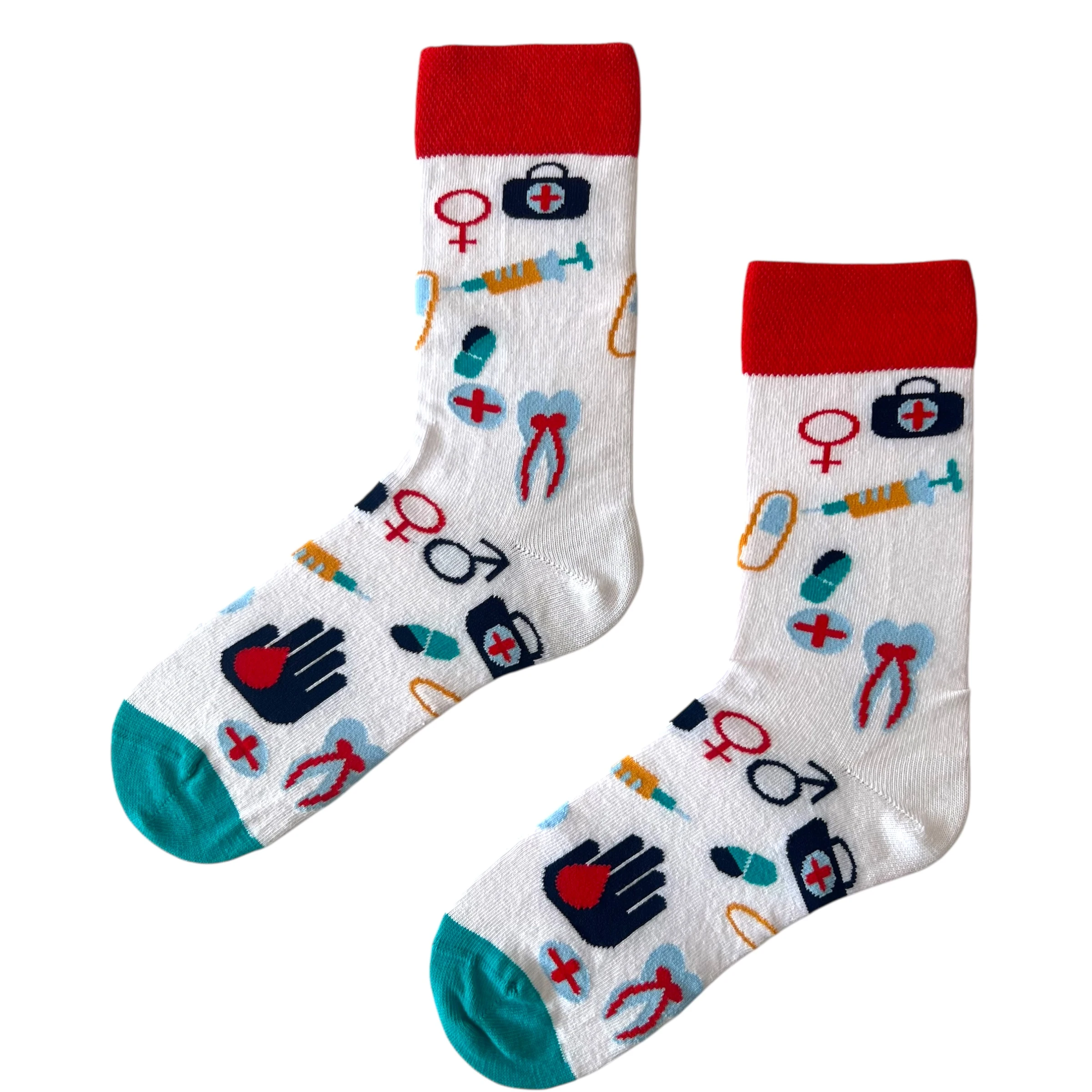 İlk Yardım Desenli Renkli Soket Çorap