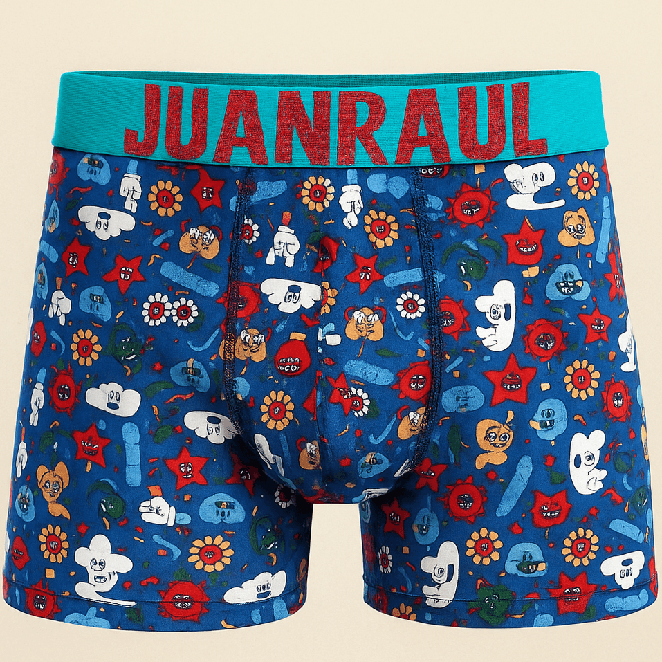 Desenli Erkek Boxer Modelleri Renkli Erkek Boxer Mavi Emojiler