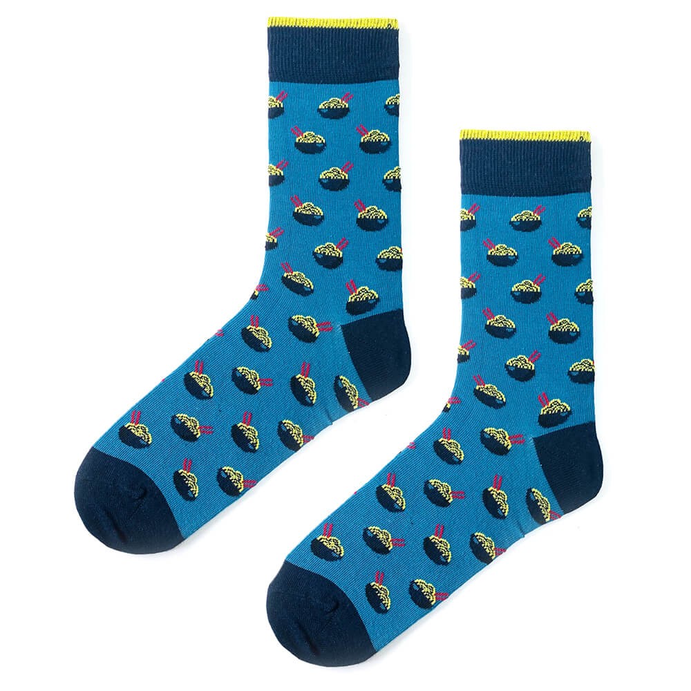 Renkli Spagetti Desenli Mavi Erkek Çorap (42-47)