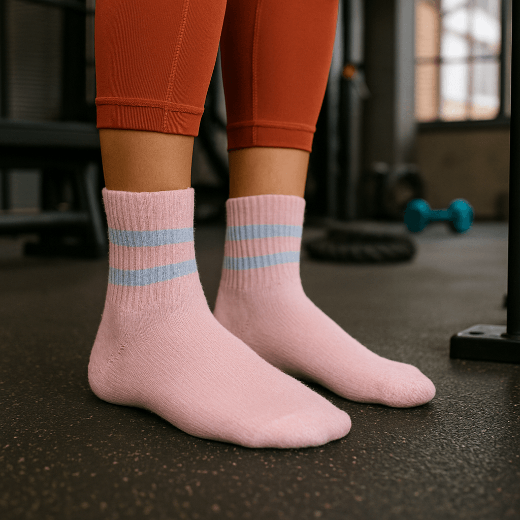 Çizgili Desenli Şekilli Pembe Spor Kısa Çorap Neşeli Çoraplar