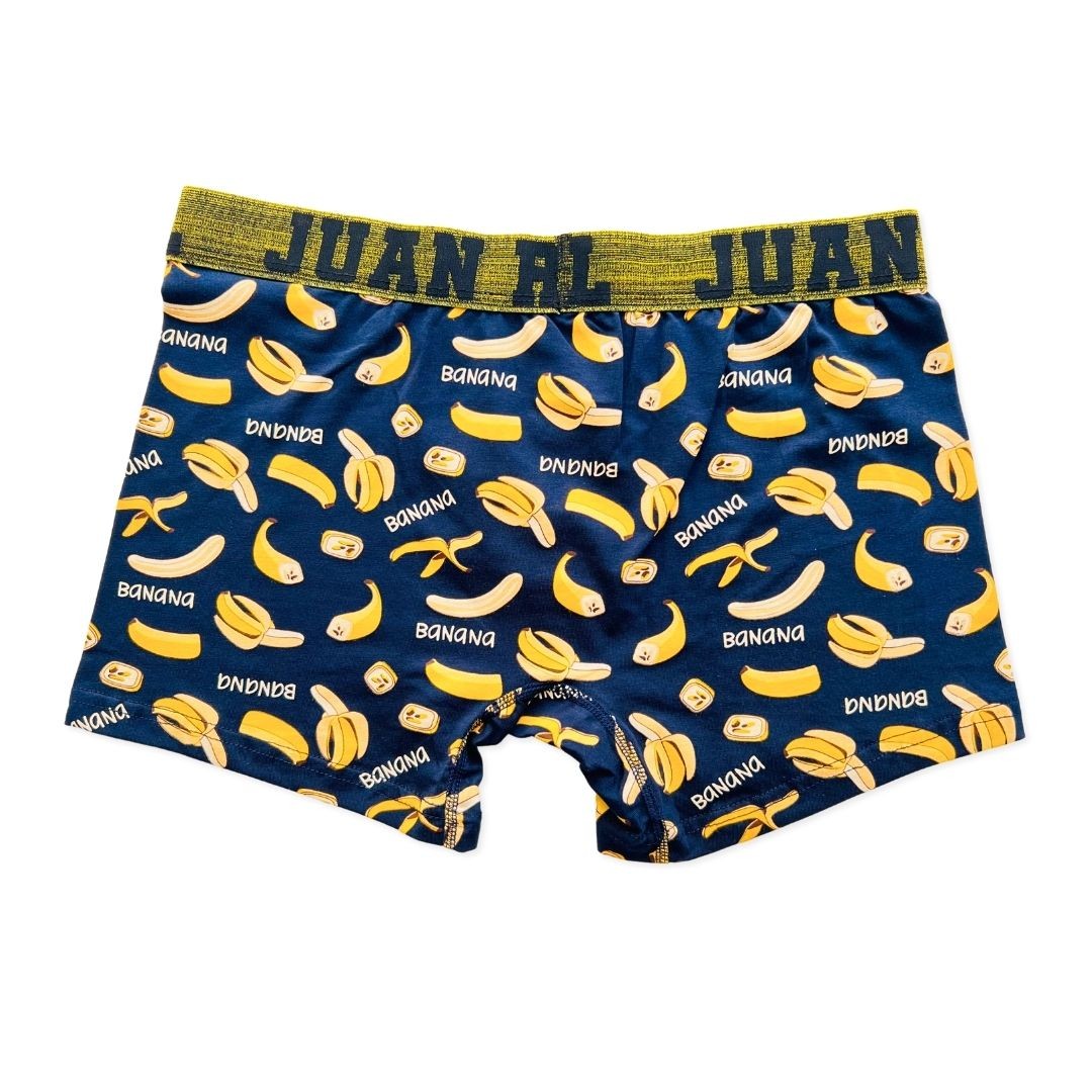 Muz Desenli Mavi Renkli Pamuklu Erkek Boxer Modelleri