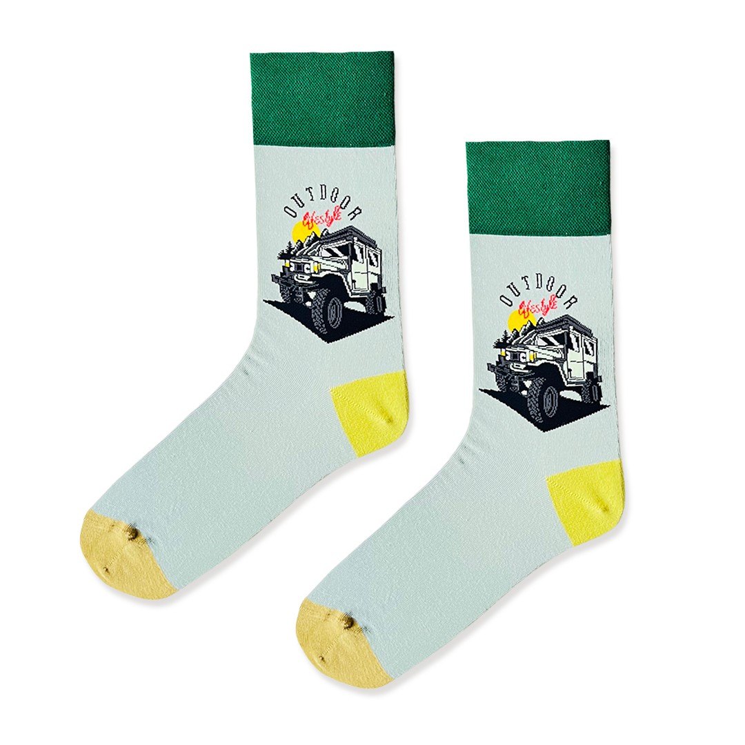 Outdoor Yazılı Desenli Erkek Soket Çorap Neşeli Çoraplar (42-48)