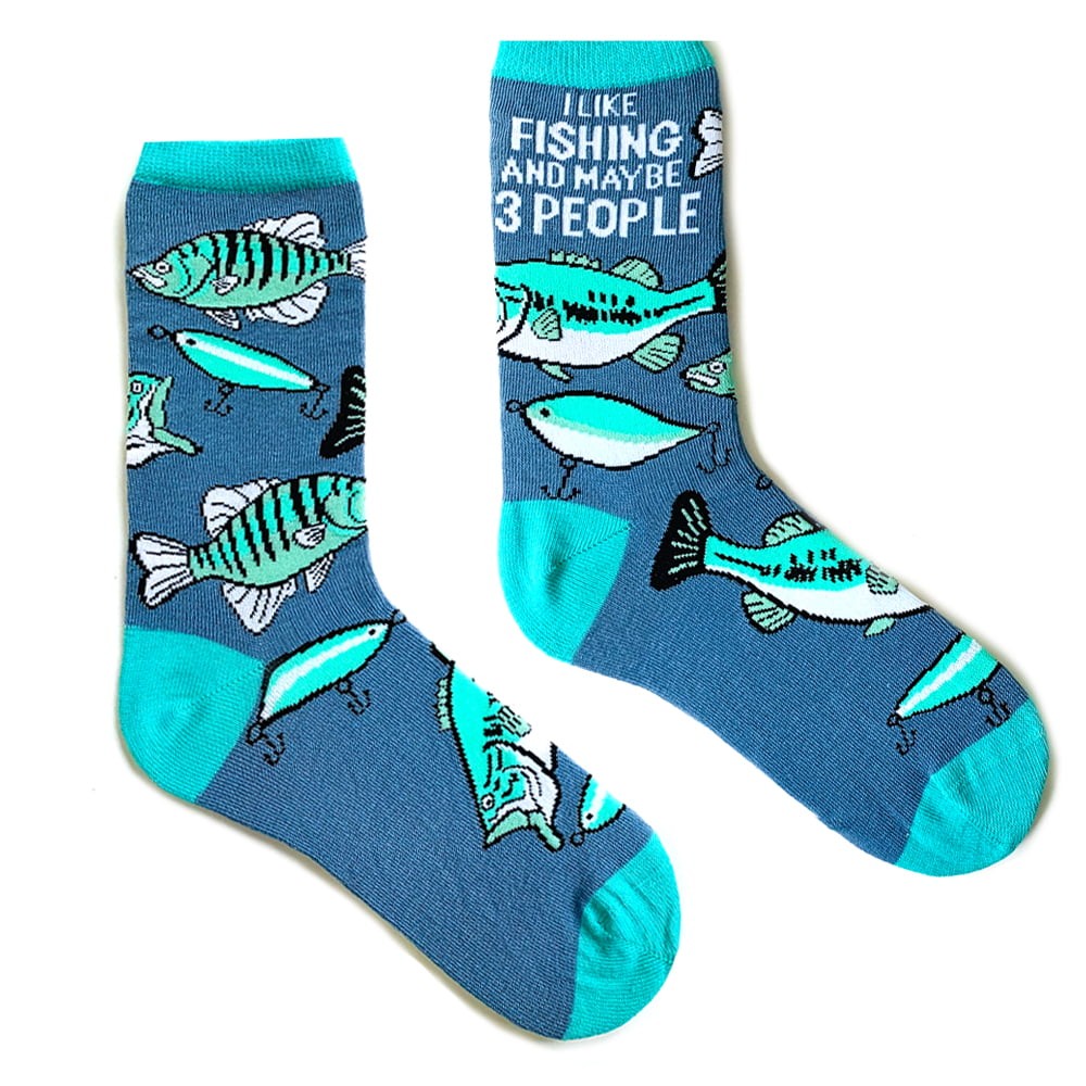 Denizler Alemi Balık Desenli Yazılı Mavi Pamuklu Soket Renkli Çorap