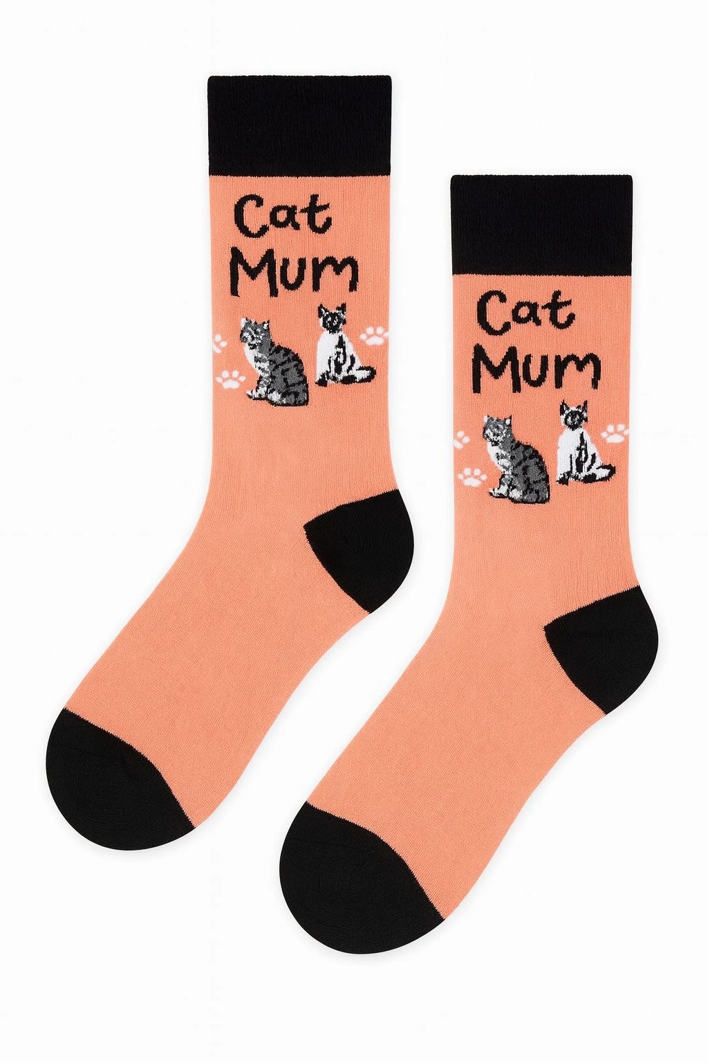 Turuncu Renkli Kedi Desenli Soket Çorap Socks Station