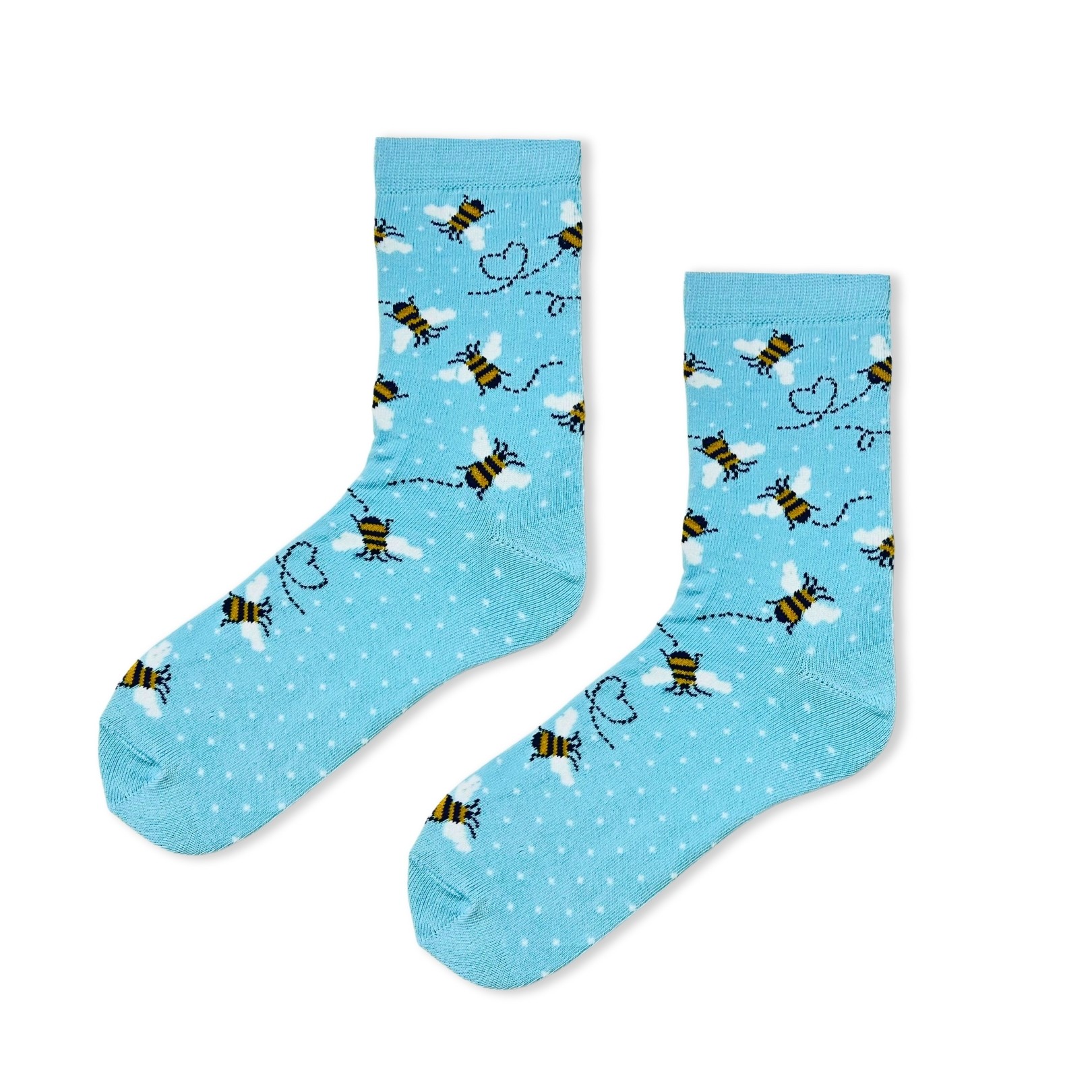 Arı Desenli Şekilli Mavi Renkli Soket Çorap