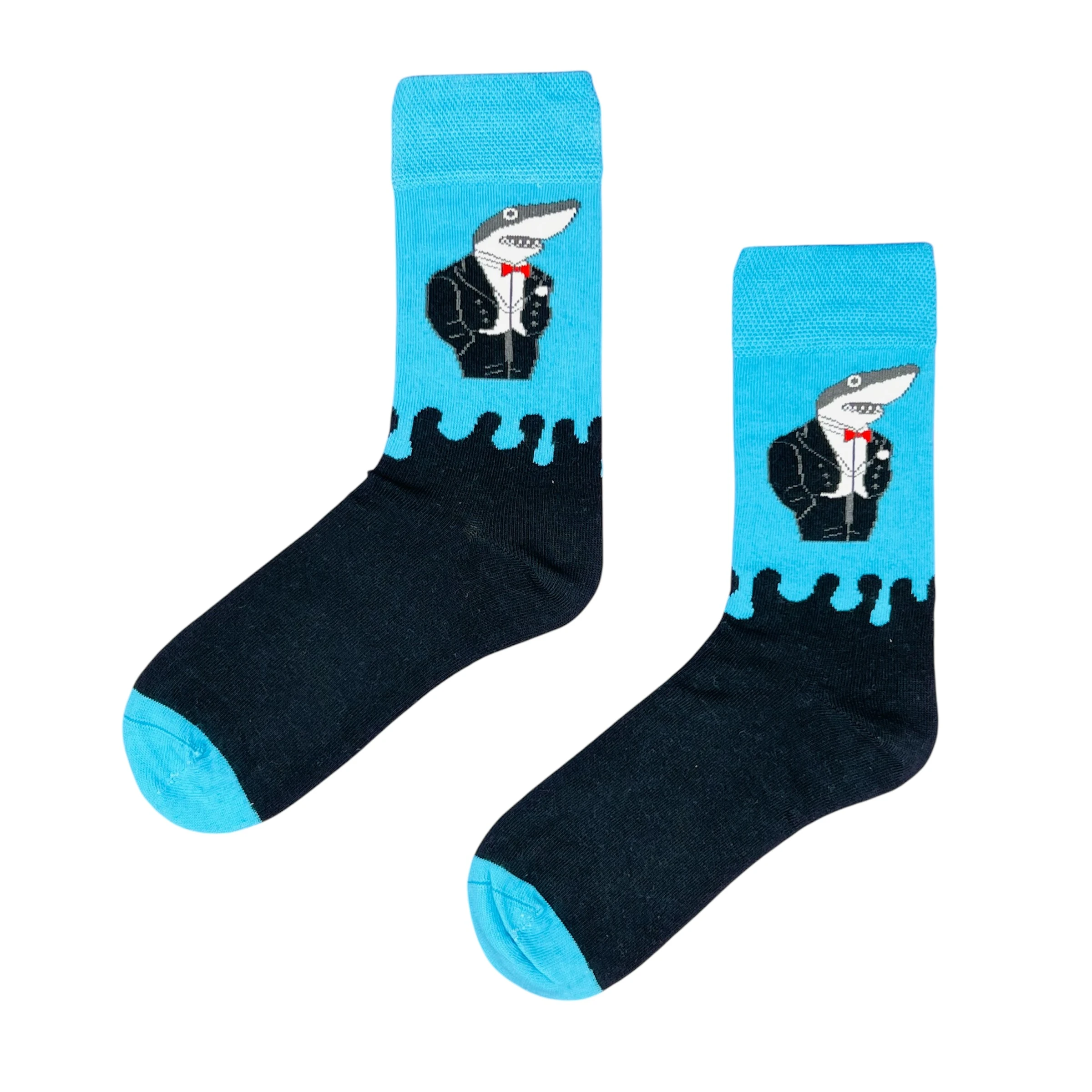 Balık Desenli Mavi Renkli Pamuklu Soket Çorap