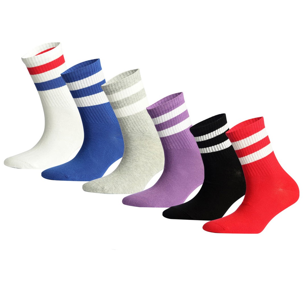 Çizgili Desenli Renkli Spor Çorap Seti 6'lı Socks Station