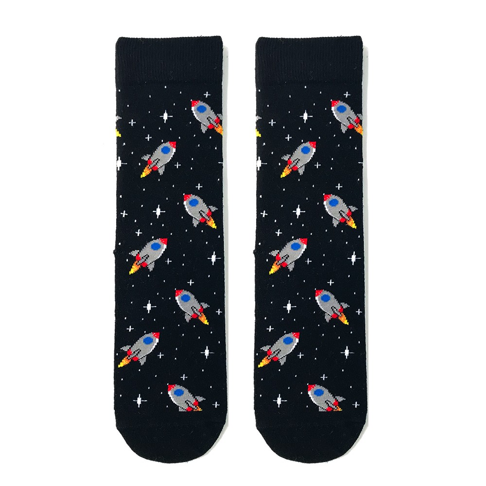 Astronot Uzay Desenli Pamuklu Neşeli Çoraplar