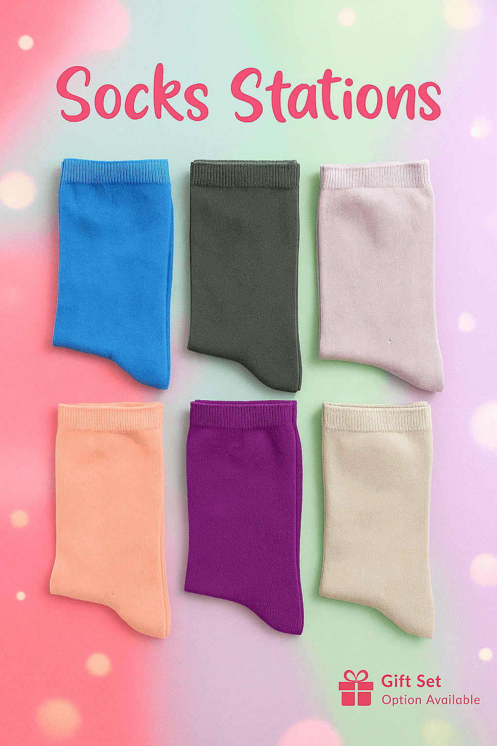 Pastel Renkler Bambu Soket Desenli Çorap Kutusu Neşeli Çoraplar