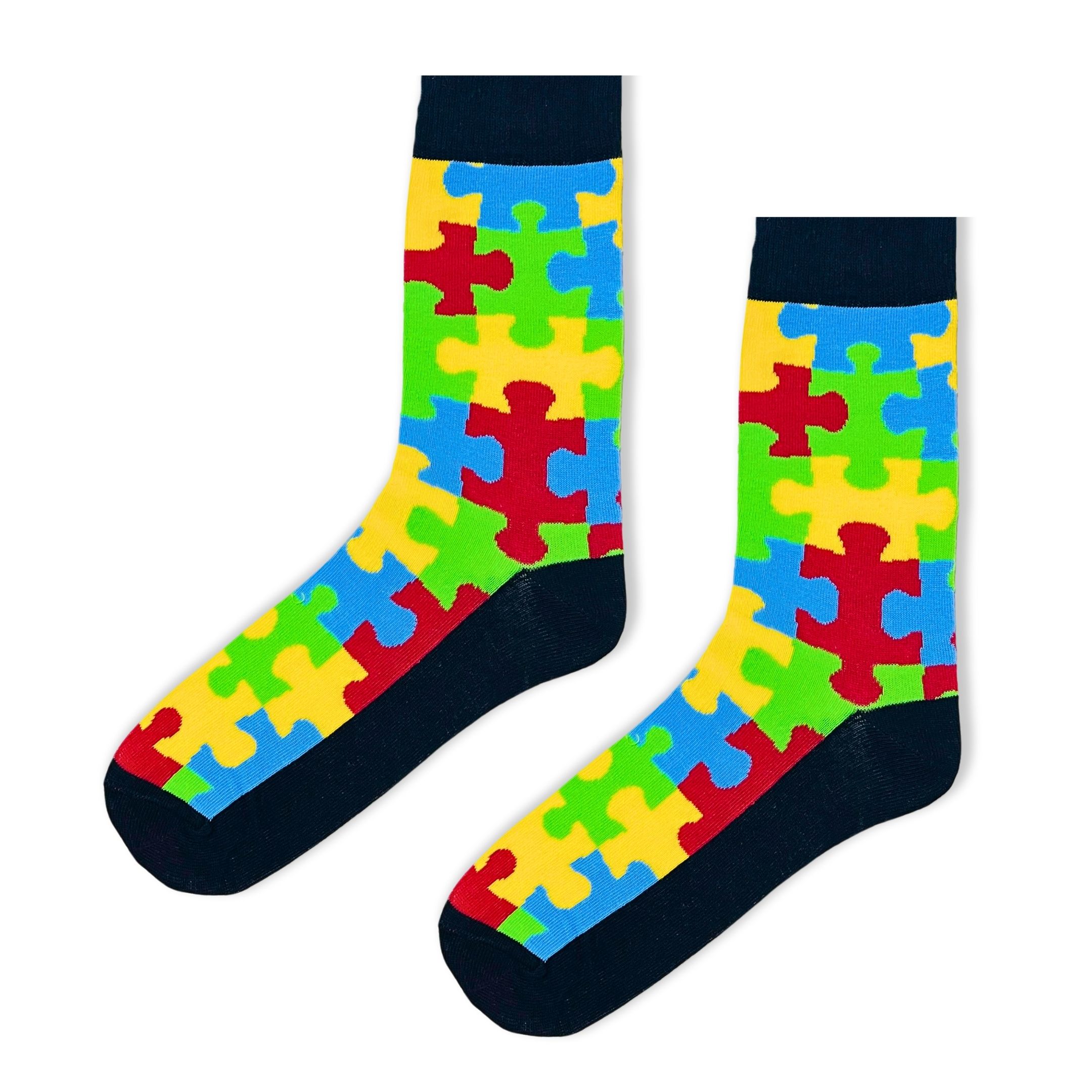 Puzzle Şekilli Rengarenk Erkek Soket Çorap (42-47)