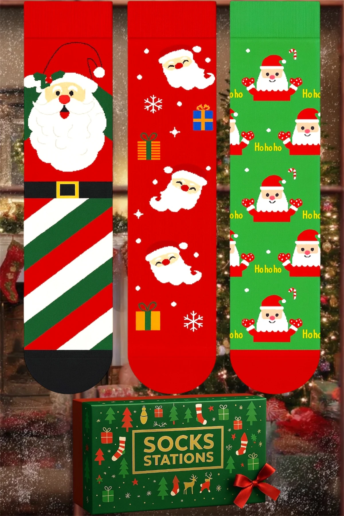 Yılbaşı Çorap Soket Renkli Çorap Kutusu Desenli Socks Station