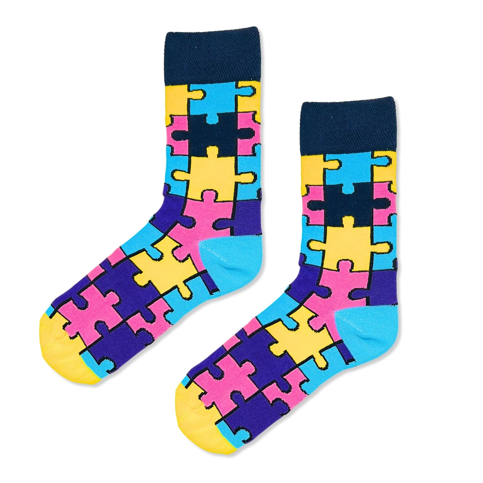 Puzzle Desenli Renkli Geometrik Şekilli Spor Soket Çorap