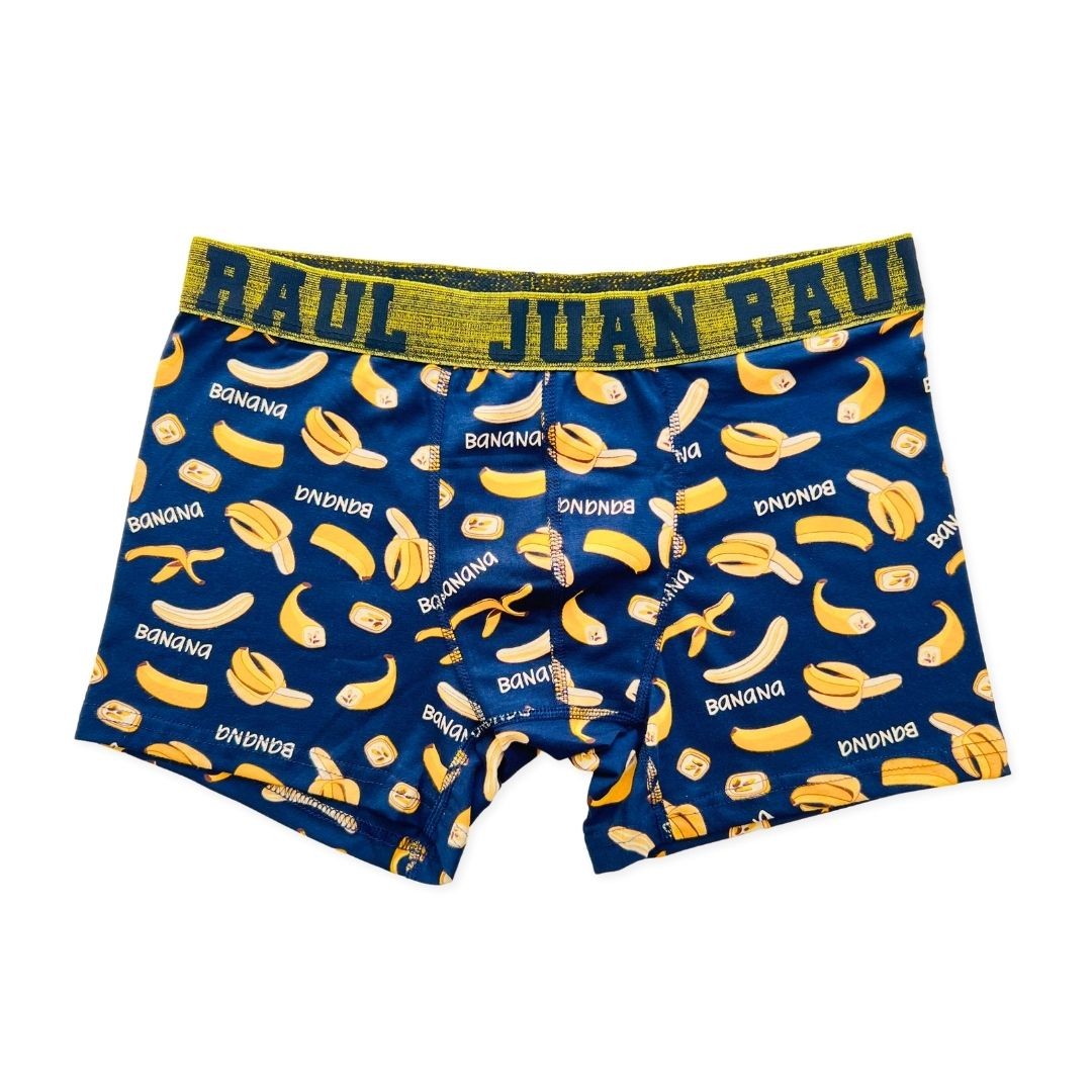 Muz Desenli Mavi Renkli Pamuklu Erkek Boxer Modelleri