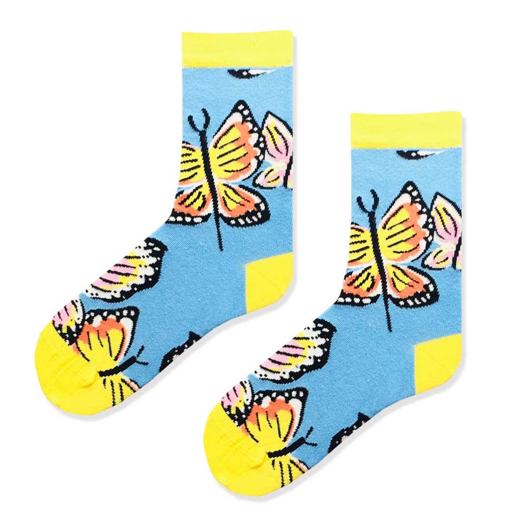 Kelebek Desenli Mavi Renkli Çorap Tasarım Kaliteli Çorap