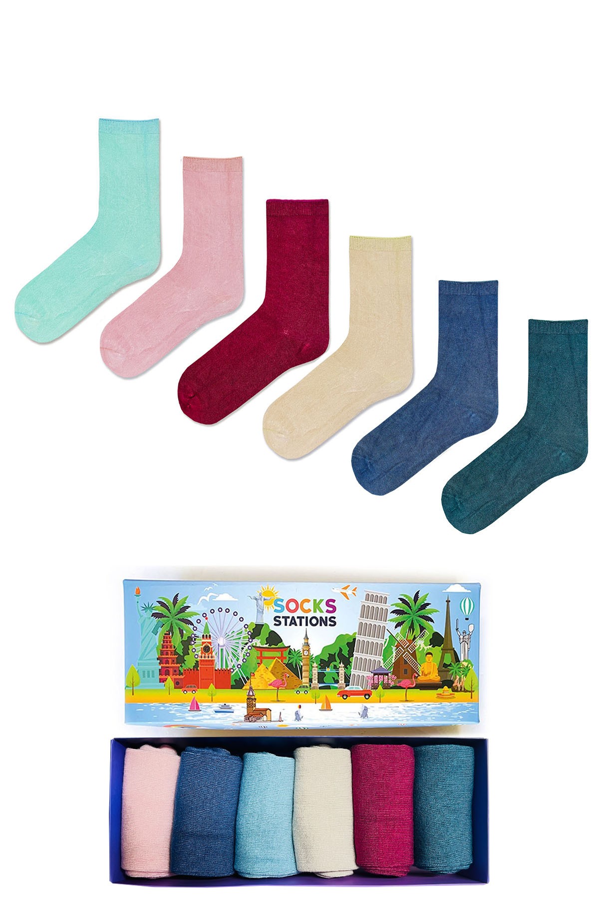 Bordo Renkli Terletmeyen Bambu Soket Çorap Kutusu 6’lı
