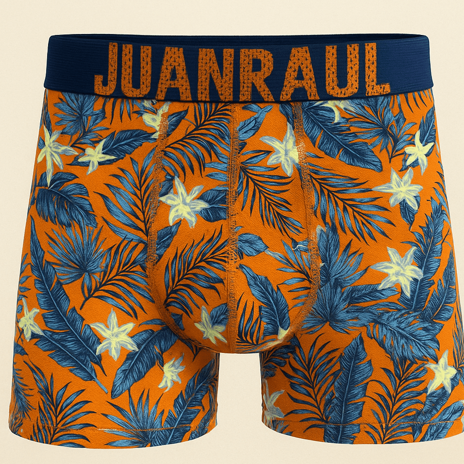 Desenli Erkek Boxer Modelleri Renkli Erkek Boxer Turuncu Çiçek