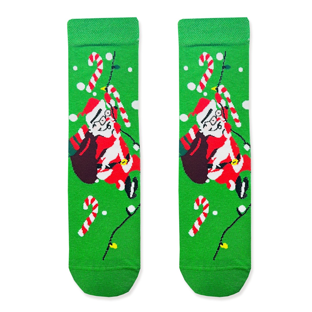 Yeşil Renkli Noel Baba Desenli Christmas Yılbaşı Soket Çorap