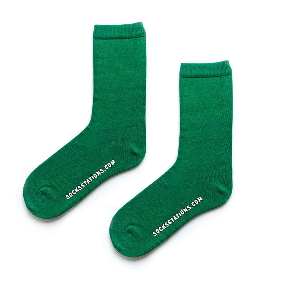 Düz Yeşil Renkli Pamuklu Soket Çorap