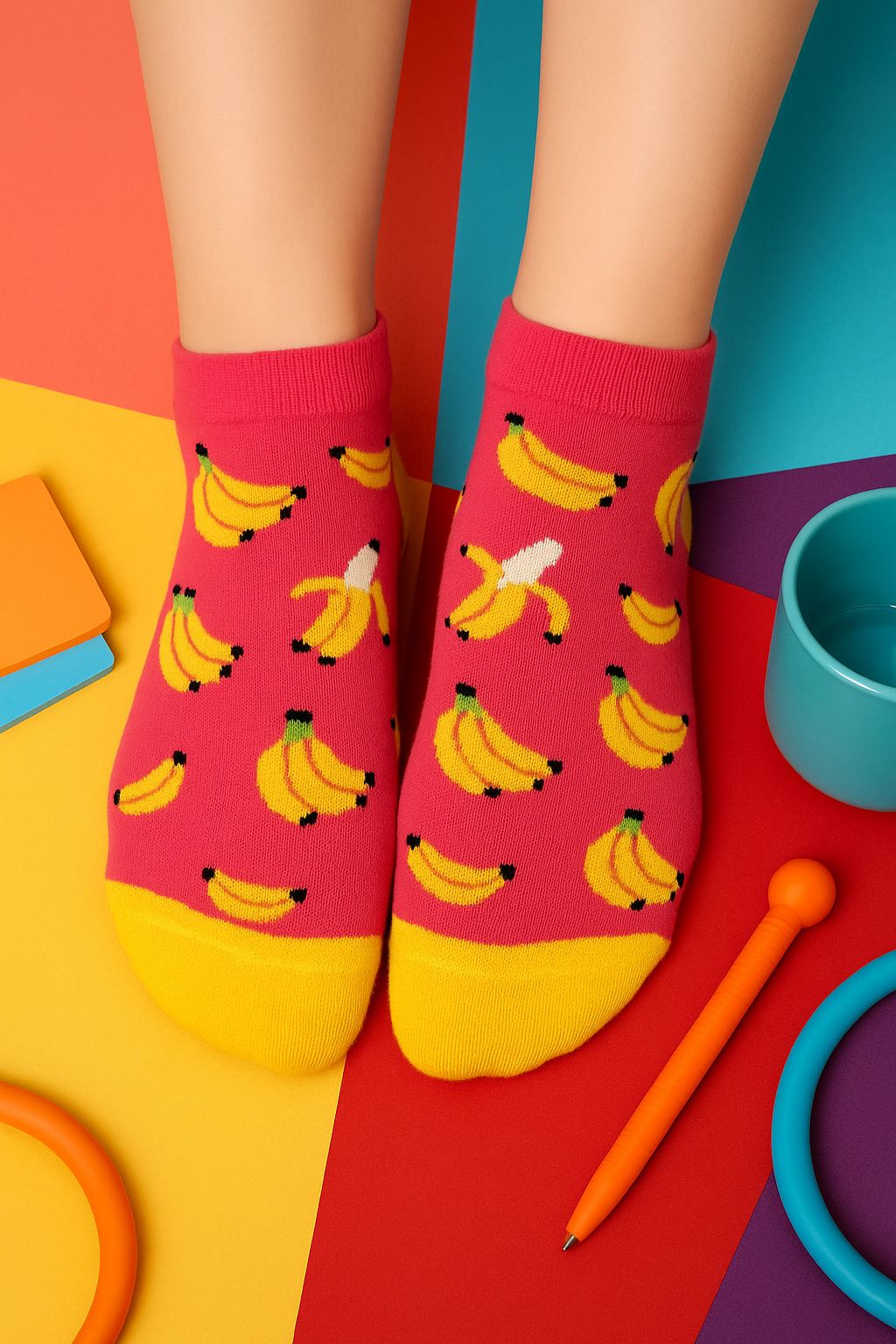 Meyve Desenli Şekilli Patik Çorap Kutusu 6'lı