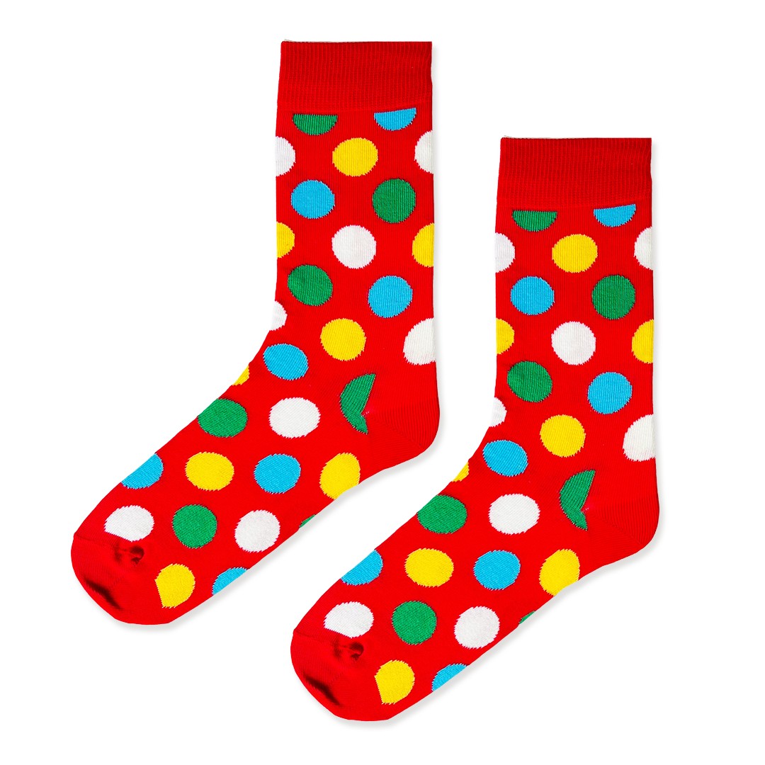 Puantiyeli Kırmızı Renkli Erkek Soket Çorap (38-44)