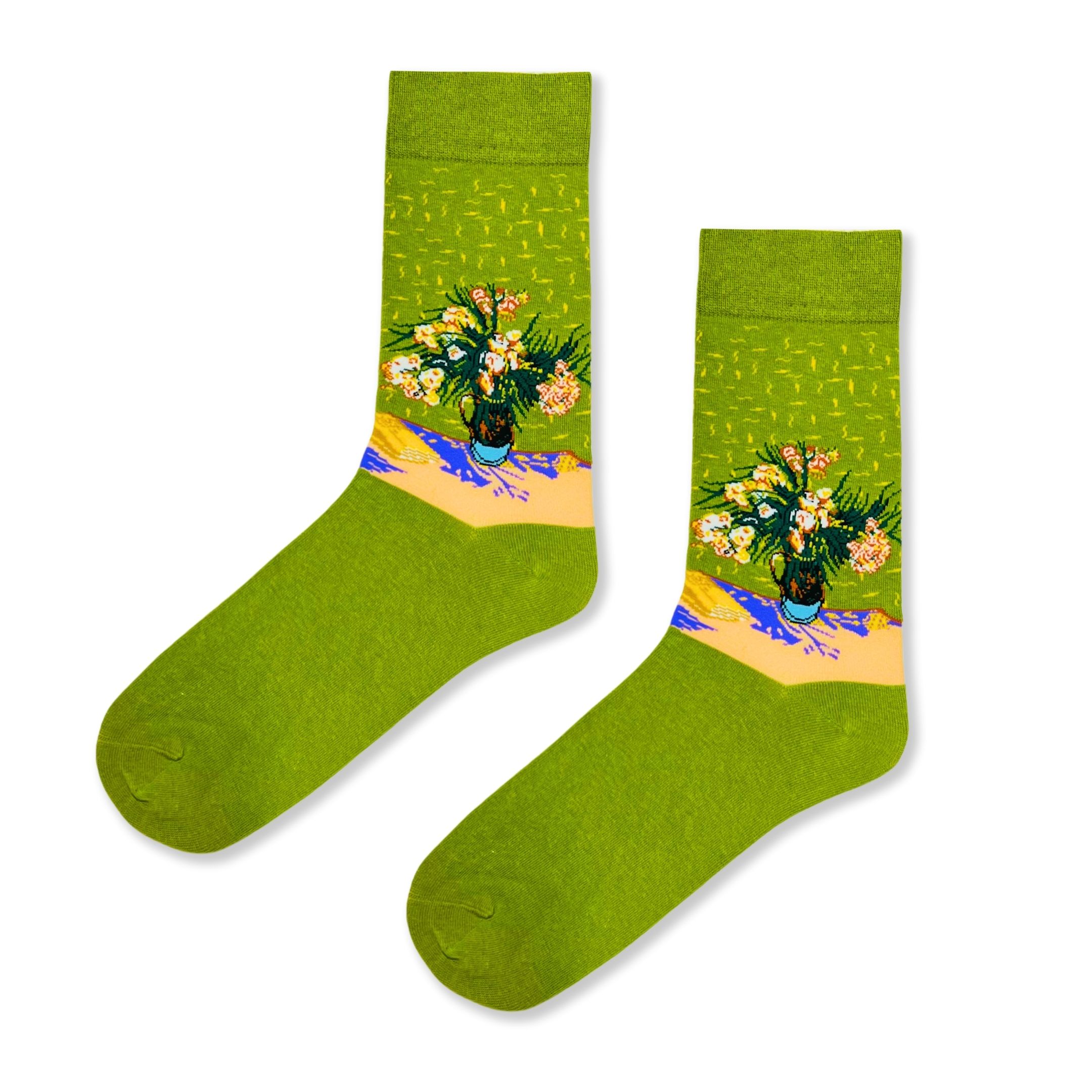 Çiçekler Tablolu Şekilli Sanatsal Desenli Soket Çorap