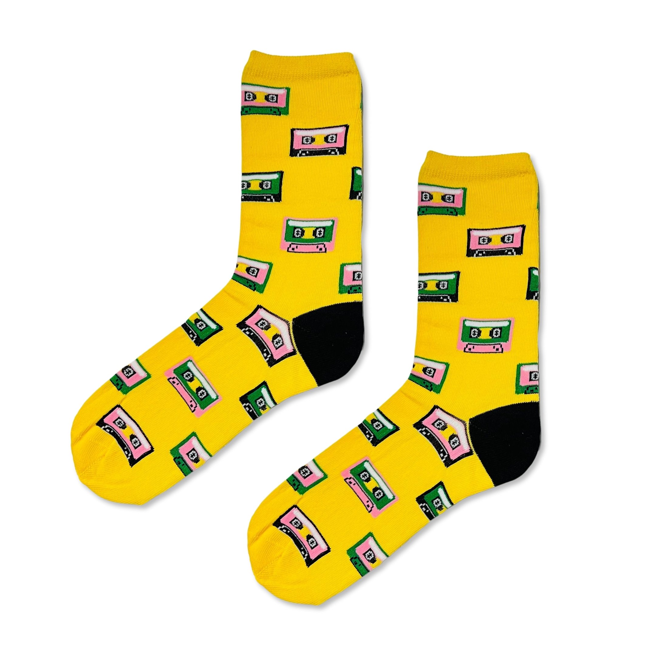 Sarı Renkli Şekilli Desenli Çorap