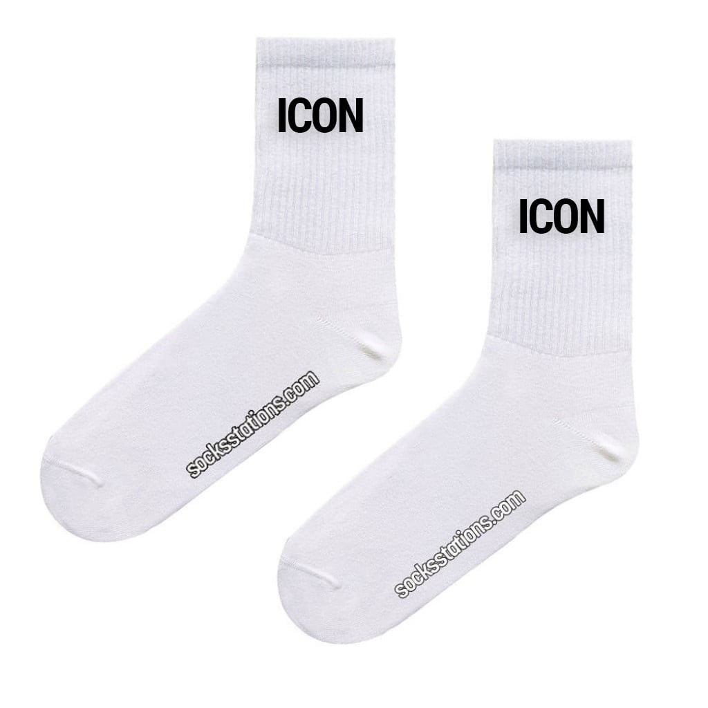 Icon Yazılı Beyaz Renkli Çorap