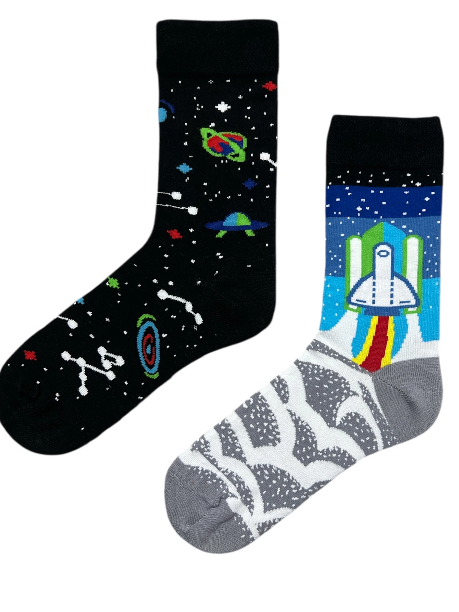 Astronot Dik Çizgili Lacivert Renkli Soket  Çorap ASİMETRİK