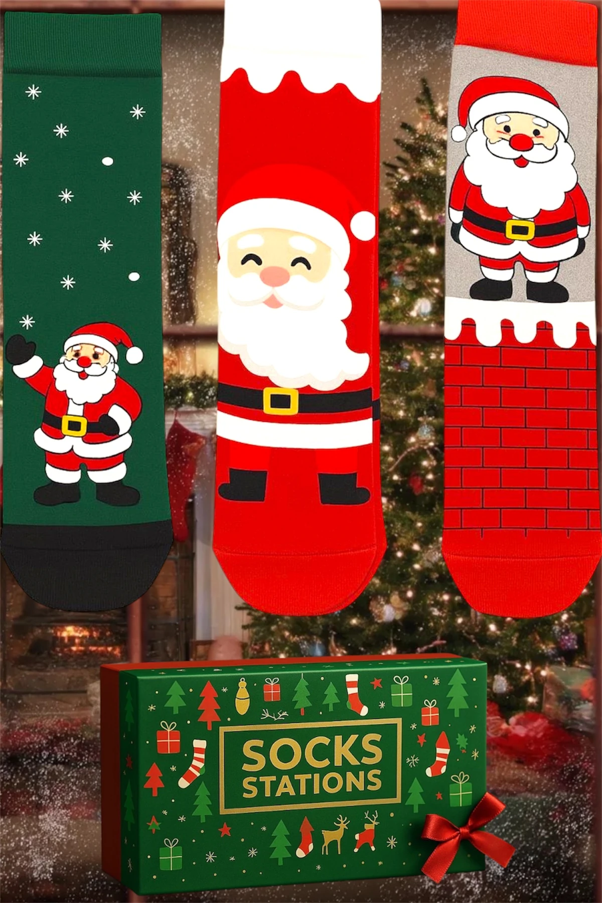 Yeni Yıl Desenli Yılbaşı Çorabı Özel Hediye Soket Çorap Modeli