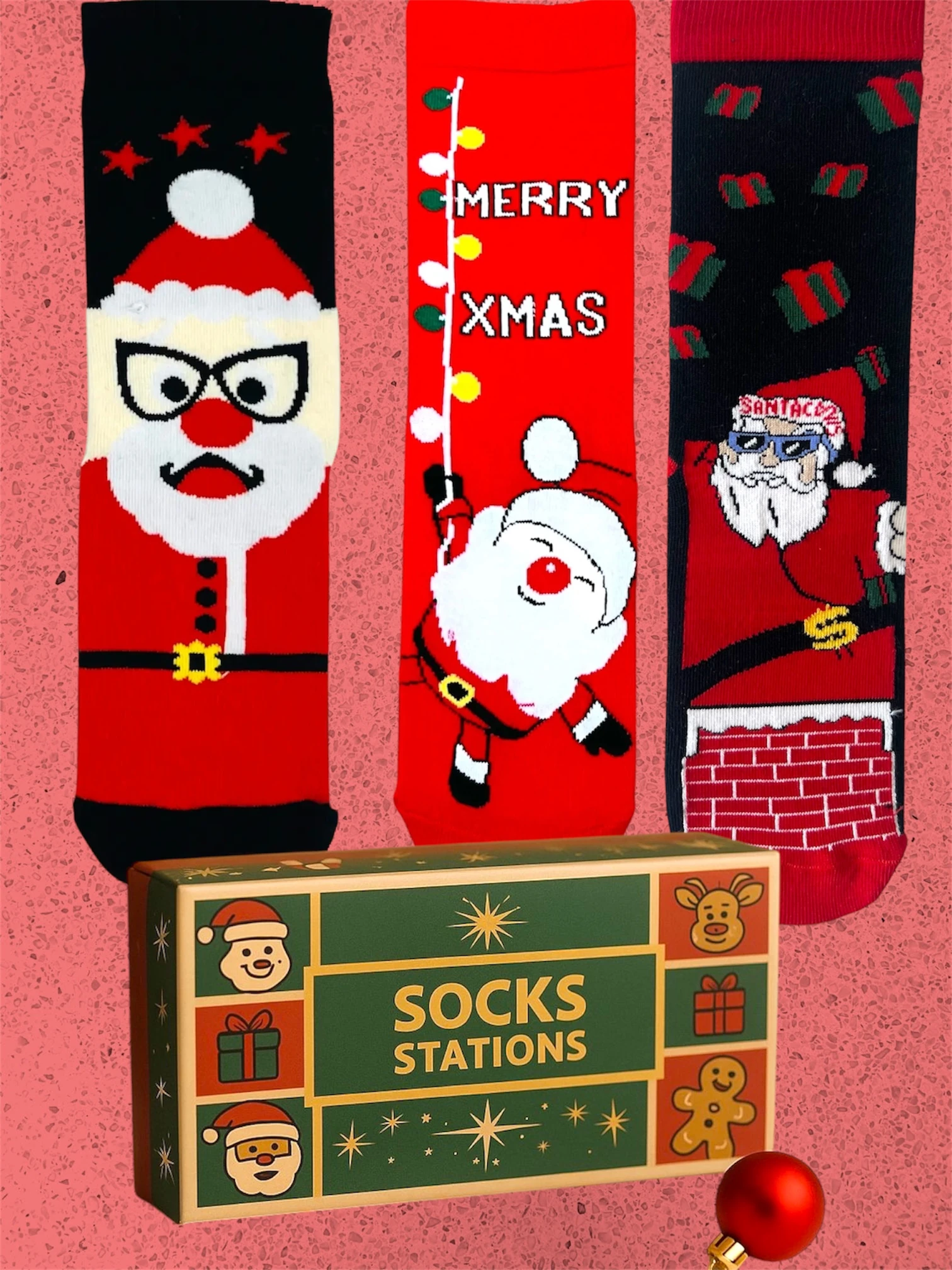 Yılbaşı Seti Yeni Yıl Çorap Hediyeleri 3'lü Paket Yılbaşı Çorapları 3