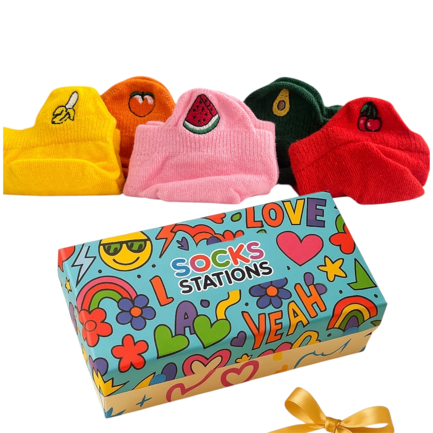 Renkli Meyveli Patik Çorap Kutusu Neşeli Çoraplar