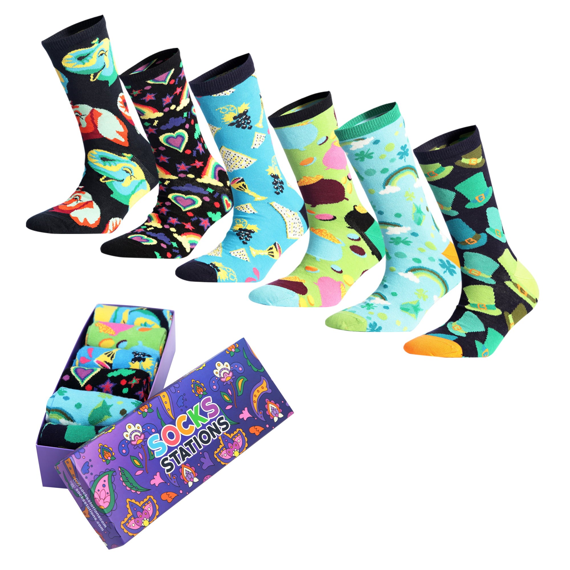 Filli Desenli Renkli Pamuklu Çorap Kutusu Neşeli Çoraplar