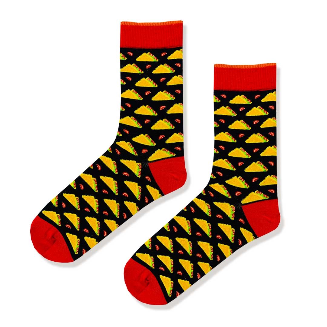 Taco Desenli Kırmızı Siyah Renkli Erkek Çorap (42-47)