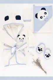 Sare Baby Sevimli Ponçik Bebek Havlu Bornoz Takımı 4'lü Set Hediyelik 0-2 Yaş