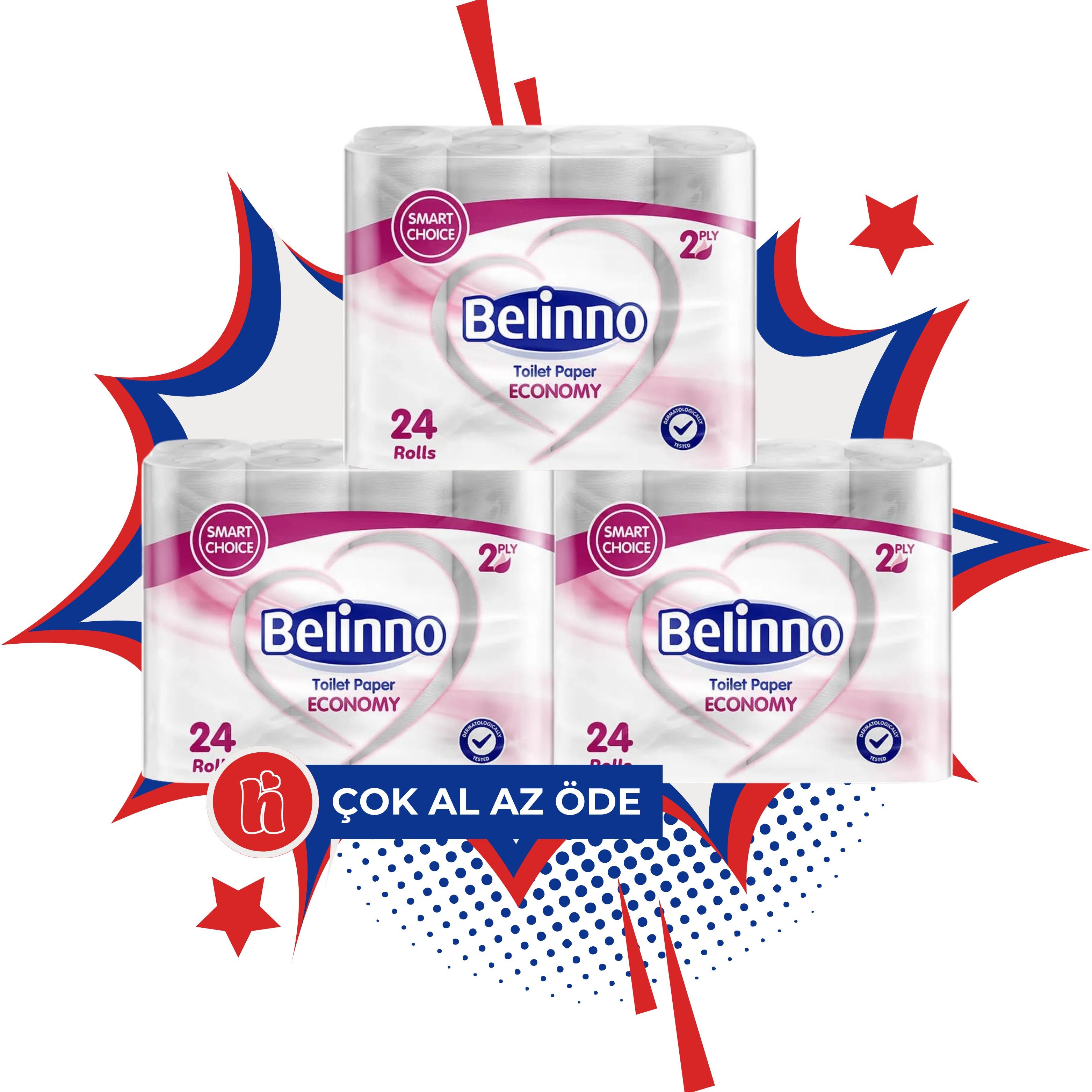 Belinno Tuvalet Kağıdı 24'lü Paket x 3 = 72 Rulo