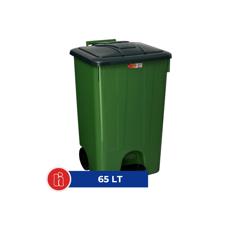 Pedallı Çöp Kovası 65 lt - Yeşil