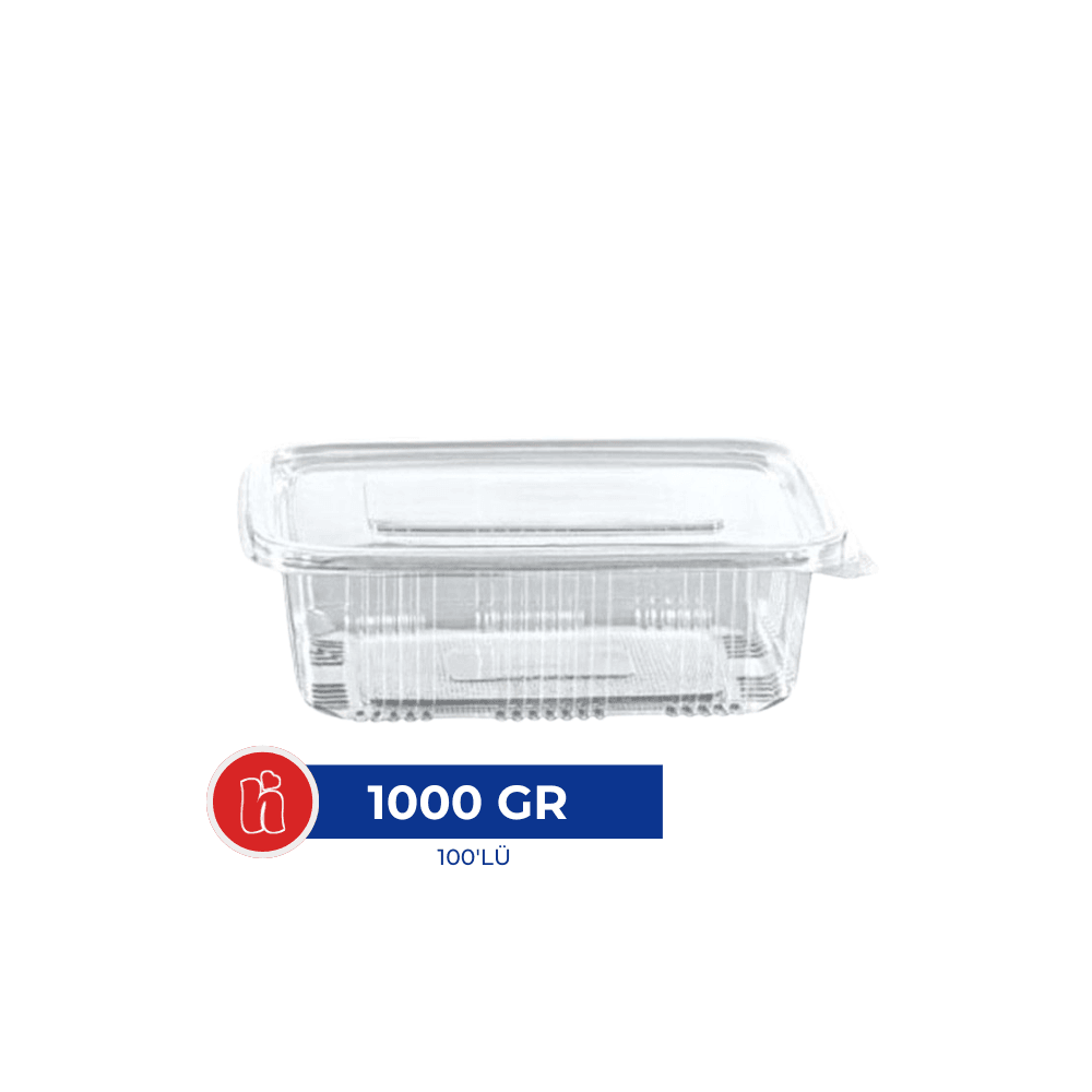 Plastik Sızdırmaz Kap 1000 gr – 100'lü Paket