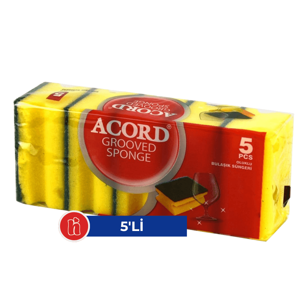 Acord Oluklu Bulaşık Süngeri 5'li Paket